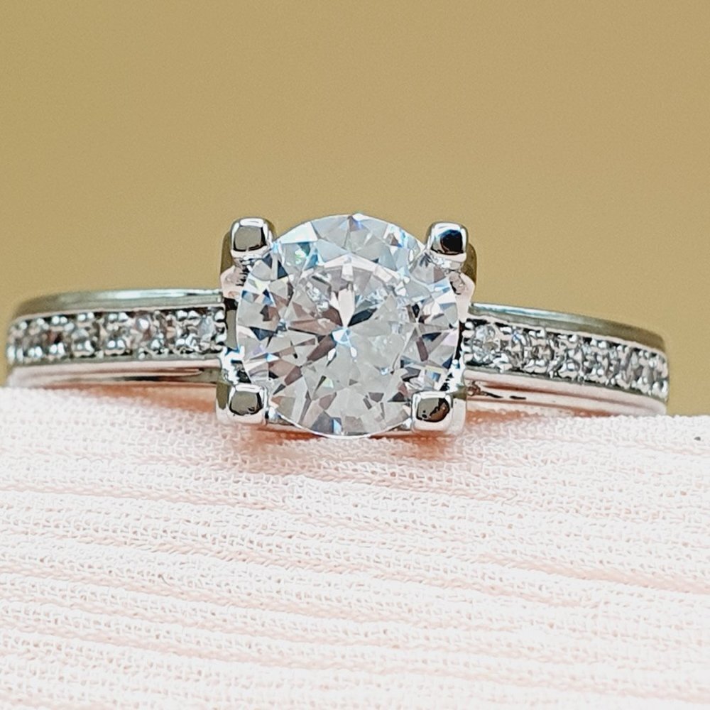 💎 Beautiful Pure Cubic Dainty Macro Pave Silver Rings for Women, INDN8410